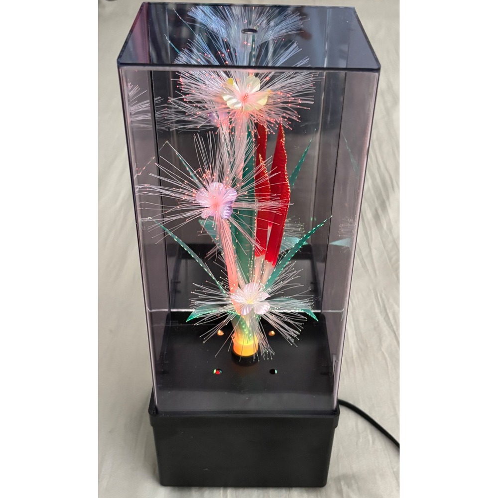 Vintage Fiber Optic Flower Lamp music box  80s 90s